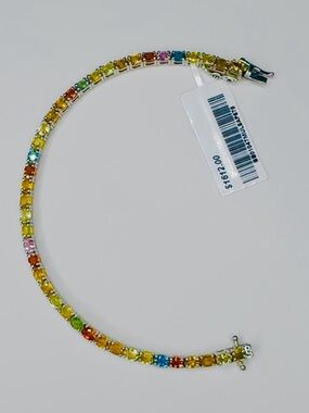 Genuine Multicolor Sapphire Tennis Bracelet
18K WG/Sterling